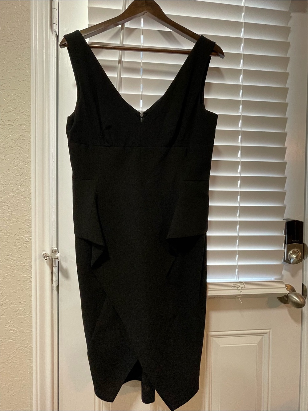 BCBGMaxAzria Black V-Neck Midi Sheath Dress
